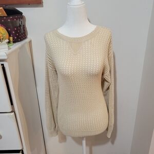 Jeanne Pierre Sheer Crochet Long Sleeve Pullover Beachy Layering Sweater | Large